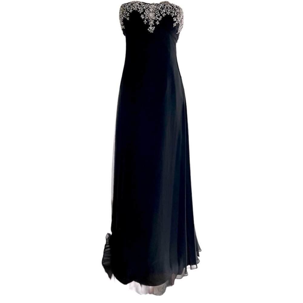 Basix II Black Silk Beaded Evening Gown (NWT)